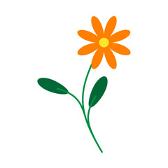 Hand-drawn orange flower vector illustration