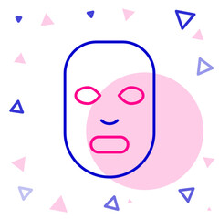 Line Facial cosmetic mask icon isolated on white background. Cosmetology, medicine and health care. Colorful outline concept. Vector
