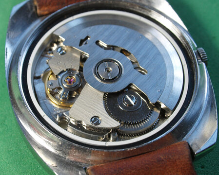 vintage watch mechanism close up detail