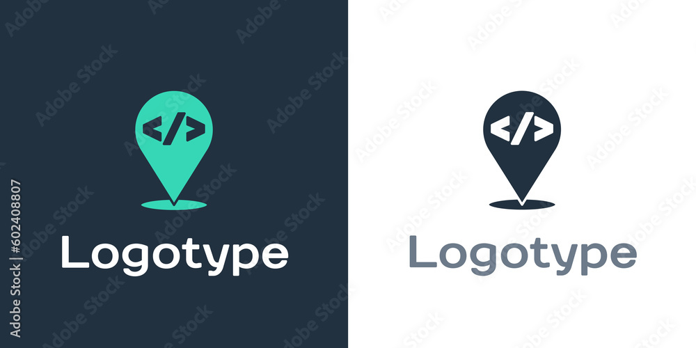 Poster logotype web design and front end development icon isolated on white background. logo design templat