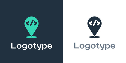 Logotype Web design and front end development icon isolated on white background. Logo design template element. Vector