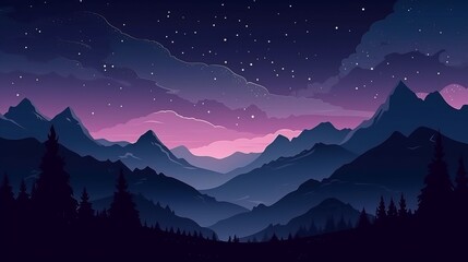 Fototapeta premium nature landscape with mountains and starry night sky Generative AI