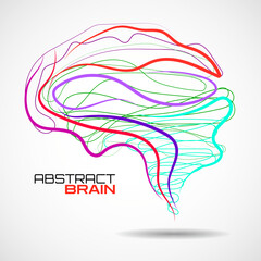 Abstract brain with colorful lines. Vector illustration