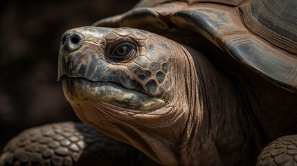 Fototapeta na wymiar Close-up portrait of a Galapagos tortoise Generative AI