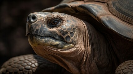 Fototapeta premium Close-up portrait of a Galapagos tortoise Generative AI
