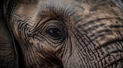 Close-up of elephant's rough skin Generative AI
