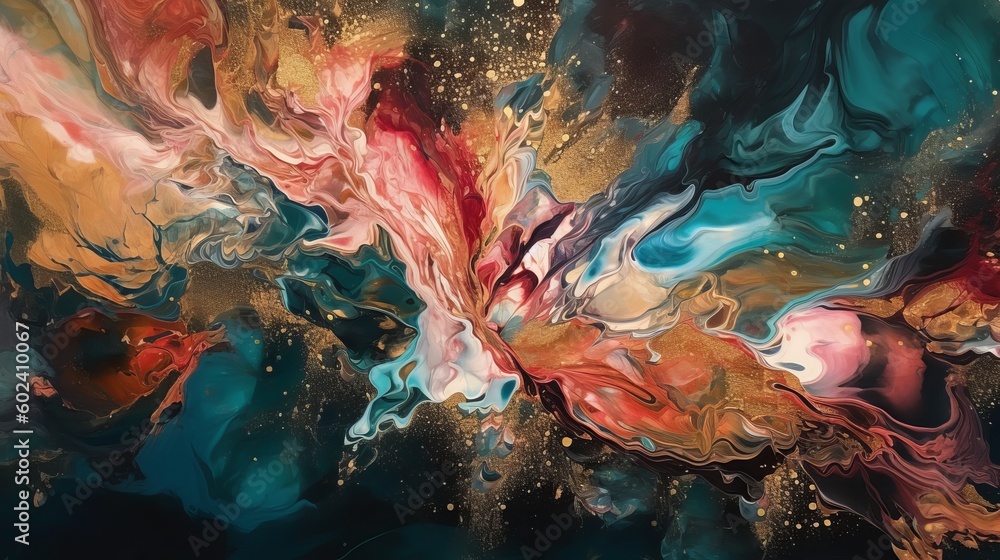 Poster marble ink abstract art from meticulous original painting abstract background generative ai