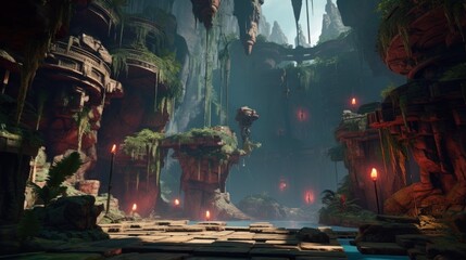 Fototapeta na wymiar Visually Stunning Environment That Transports Players To An Unexplored Realm 