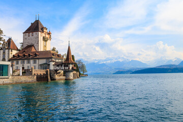 Oberhofen Castle at the Lake Thun, Switzerland