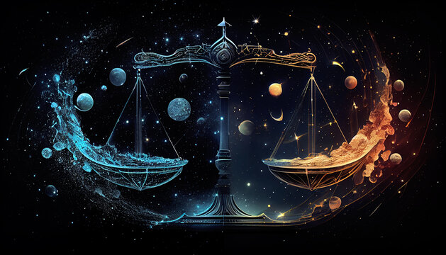 Scales constellations, zodiac constellation, astrology, astronomy. AI generative content