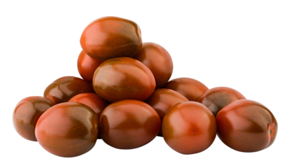 kumato black tomato, cherry, isolated on white background, full depth of field