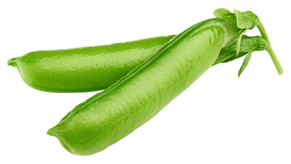 green Pea pod, isolated on white background, full depth of field