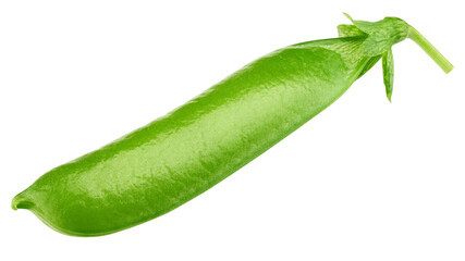 green Pea pod, isolated on white background, full depth of field