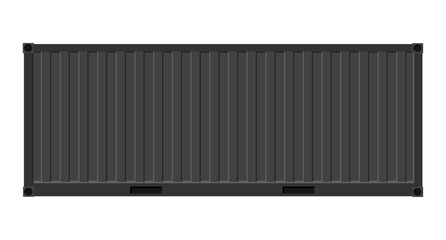 Black shipping cargo container for transportation. Vector illustration in flat style. Isolated on white background.	