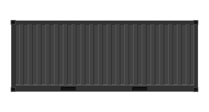 Black shipping cargo container for transportation. Vector illustration in flat style. Isolated on white background.	