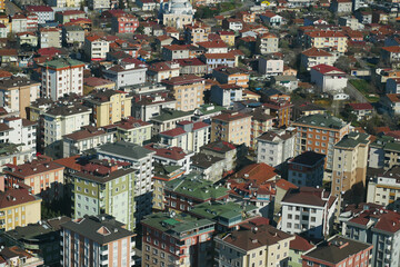 Arial View of Istanbul Asian Side Urban building blocks