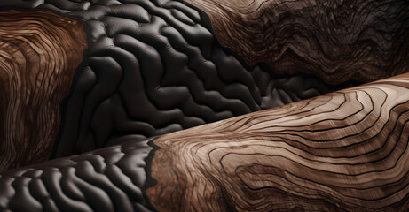 Design a texture that mimics the intricate patterns found in the bark of an ancient tree, showcasing a rich mix of browns and blacks, with a detailed, tactile quality that invites viewers to imagine t