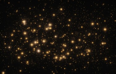 Image of stars floating over light spots on black background (Generative AI) - obrazy, fototapety, plakaty