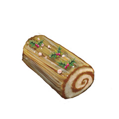 Buche de noel gateau chocolat illustration
