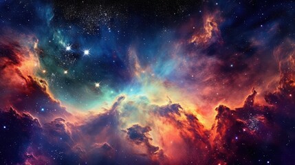 Naklejka premium Depict celestial phenomena such as mesmerizing nebulas, swirling galaxies, and cascading stardust that create a sense of awe and wonder
