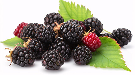 Blackberries Isolated on Transparent Background Cutout, generative AI