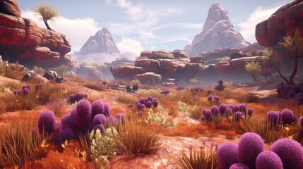 Alien landscapes, visually stunning environments with unique geological features, otherworldly flora and fauna, and breathtaking vistas that captivate players