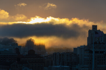 Dramatic clouds and sun in San Francisco