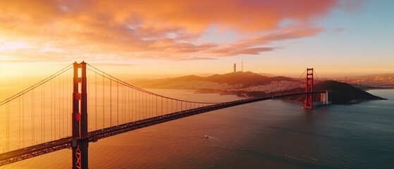 Fototapeta na wymiar Golden Gate, San Franciso, at sunset. Generative AI