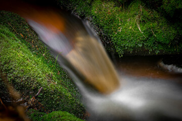 Waterfall on Lesni creek in Sumava national park in spring day