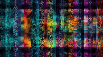 Colorful pattern boho seamless dyed print pattern. Abstract handmade ethnic batik texture, generative, AI tools 