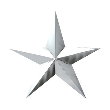 Silver star  isolated on white, transparent background, PNG, ai