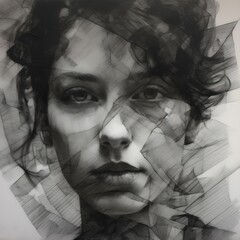 Charcoal Portrait of Young Woman