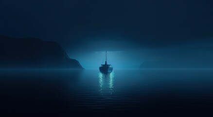 Fototapeta premium Abstract blue ocean background illustration, generative ai