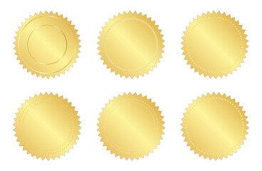 Set of gold seals, label, badge, certificate. Vector illustration 