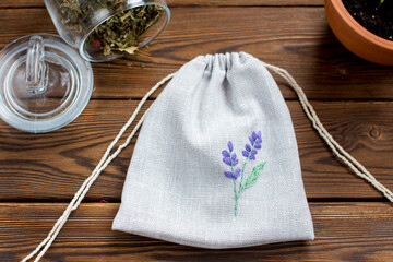 linen bag for dried herbs, spices. Eco-friendly pure fabric, natural