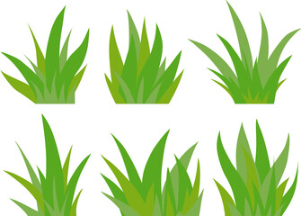 set of isolated green grass illustrations
