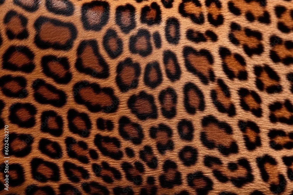 Poster close-up view of leopard print leather material generative ai