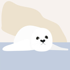 Cute seal cartoon animal design flat vector illustration.
