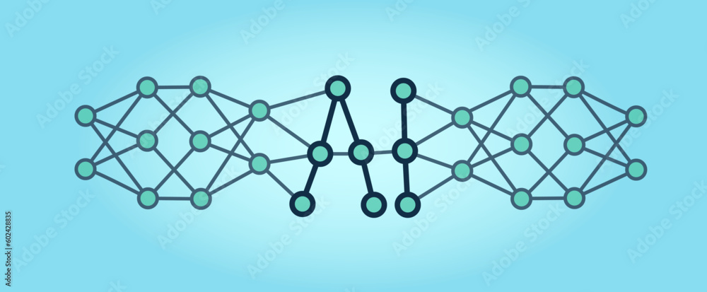 Poster artificial intelligence backdrop. ai letters. ai banner.