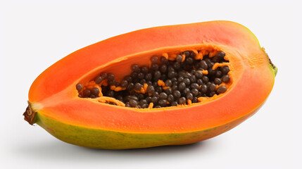 Exotic Delight: A Captivating Image of a Papaya Isolated on a Transparent Background, generative AI