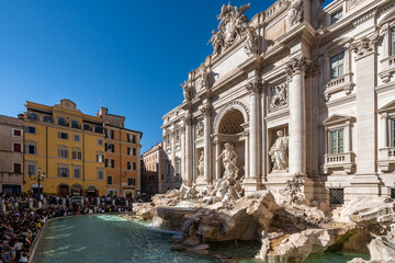 The Trevi Fountain (Fontana di Trevi), one of the most visited tourist landmarks of Rome, Italy