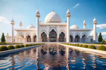 Islamic architecture exterior, mosque. Generative AI