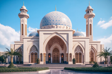 Fototapeta na wymiar Islamic architecture exterior, mosque. Generative AI