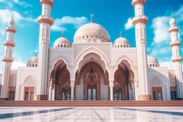 Fototapeta premium Islamic architecture exterior, mosque. Generative AI