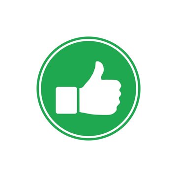 Green thumb sign design icon on circle.