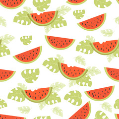 Seamless pattern with watermelons. Illustration