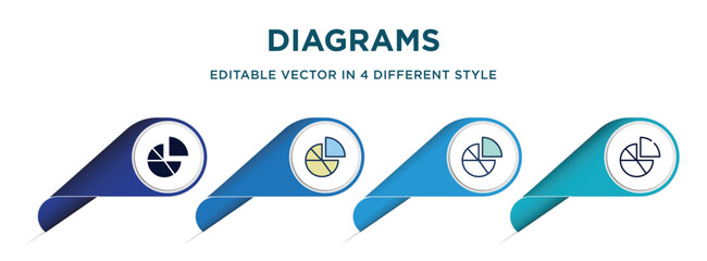 diagrams icon in 4 different styles such as filled, color, glyph, colorful, lineal color. set of   vector for web, mobile, ui