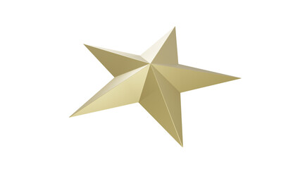 Golden star isolated on transparent background. Minimal concept. 3D render