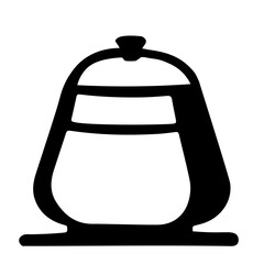 Black hand drawing outline illustration of a bowl for sugar isolated on a white background