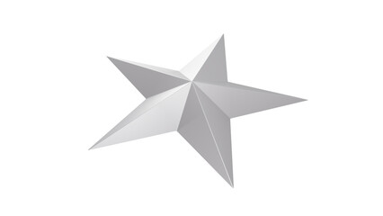 Silver star isolated on transparent background. Minimal concept. 3D render